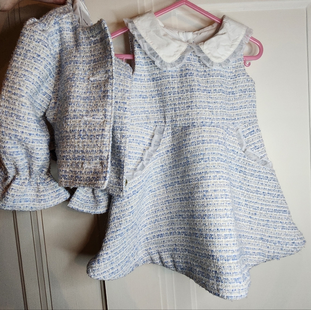 Janie and Jack Tweed Ruffle Dress Jacket Set Outfit Special Occasion 12-18 Month - Picture 4 of 16